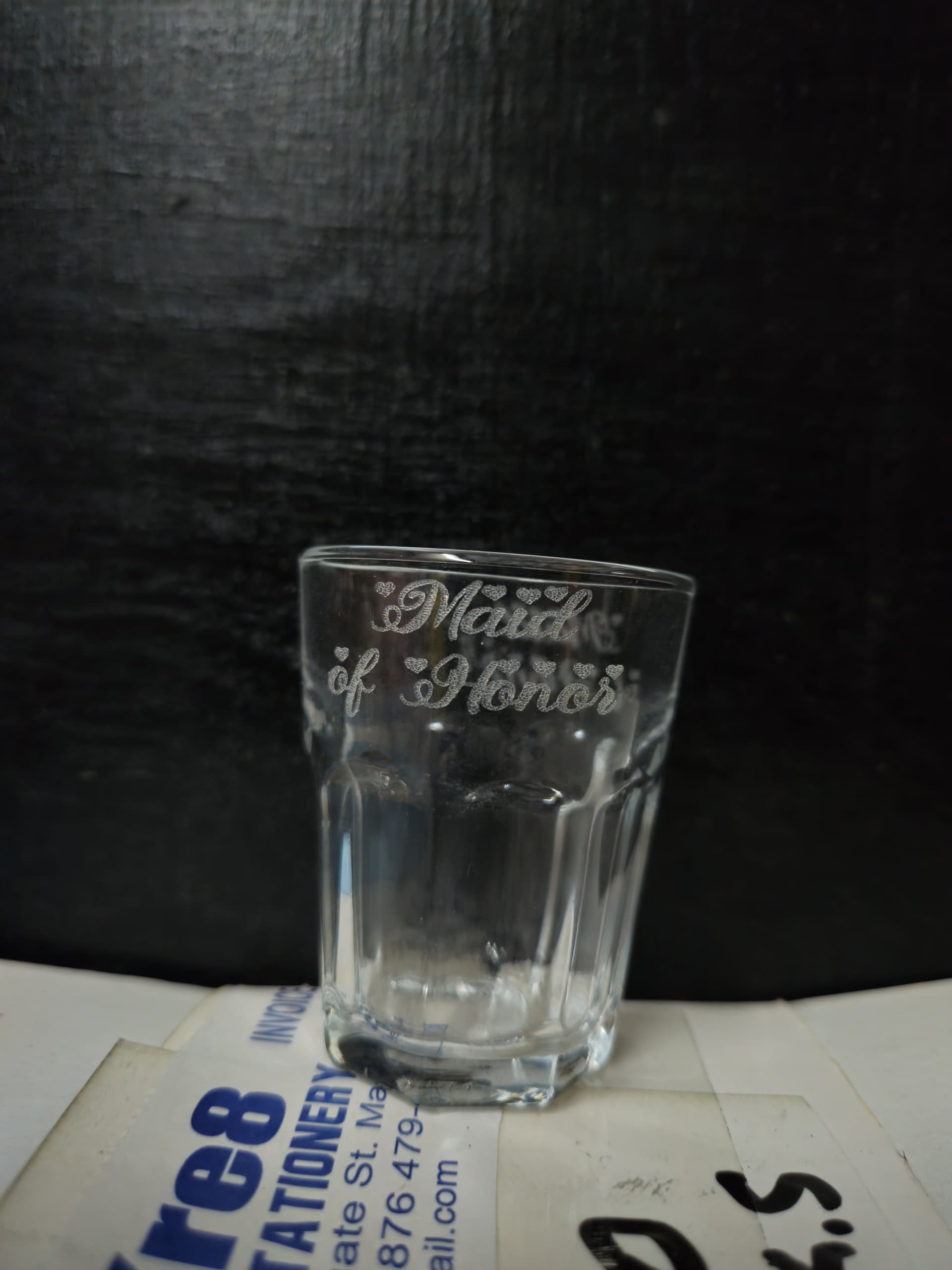 Maid of Honor Engraved Glass